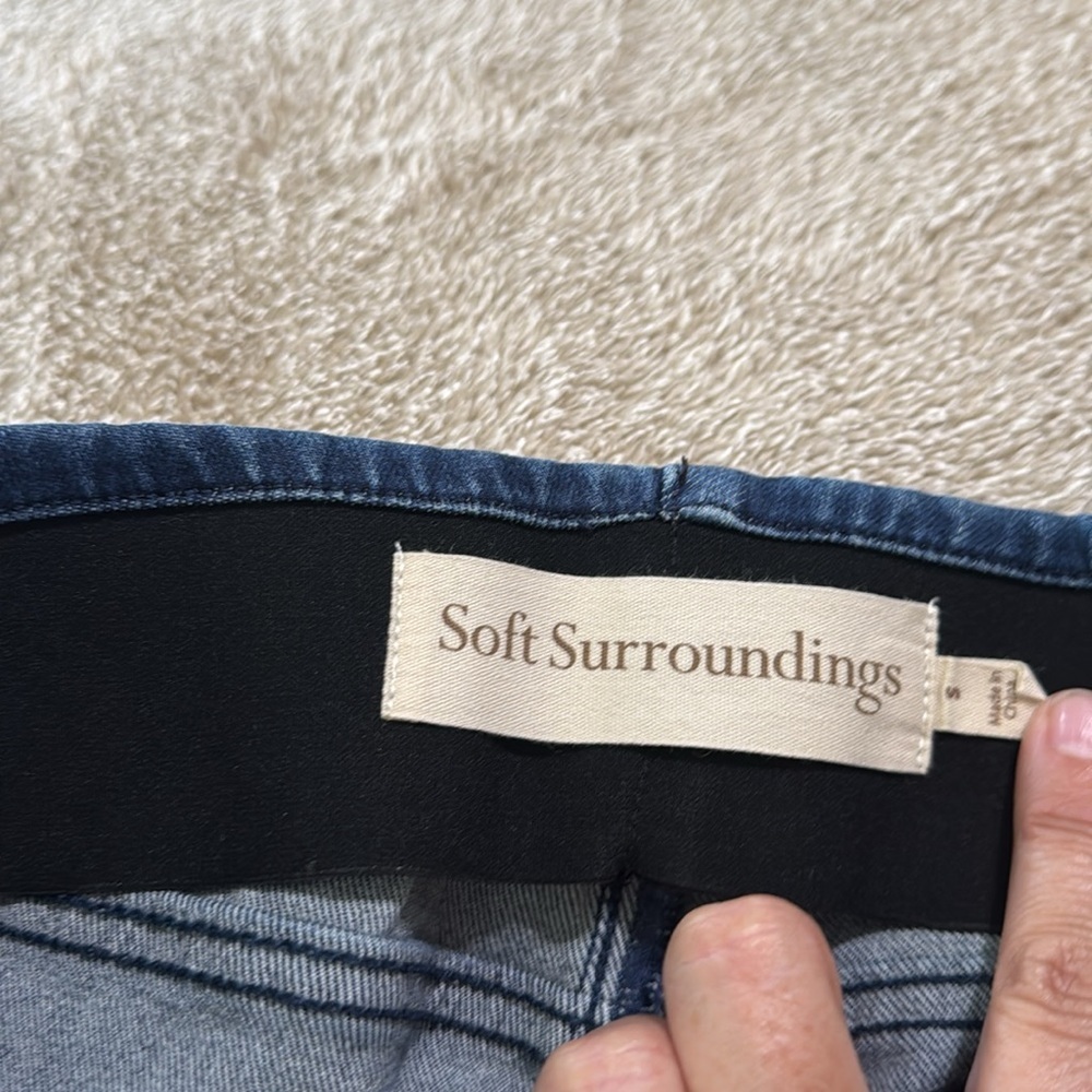 Soft Surroundings Boho chic Flare Split V Tummy Control Straight Leg Jeans‎ - Picture 5 of 9